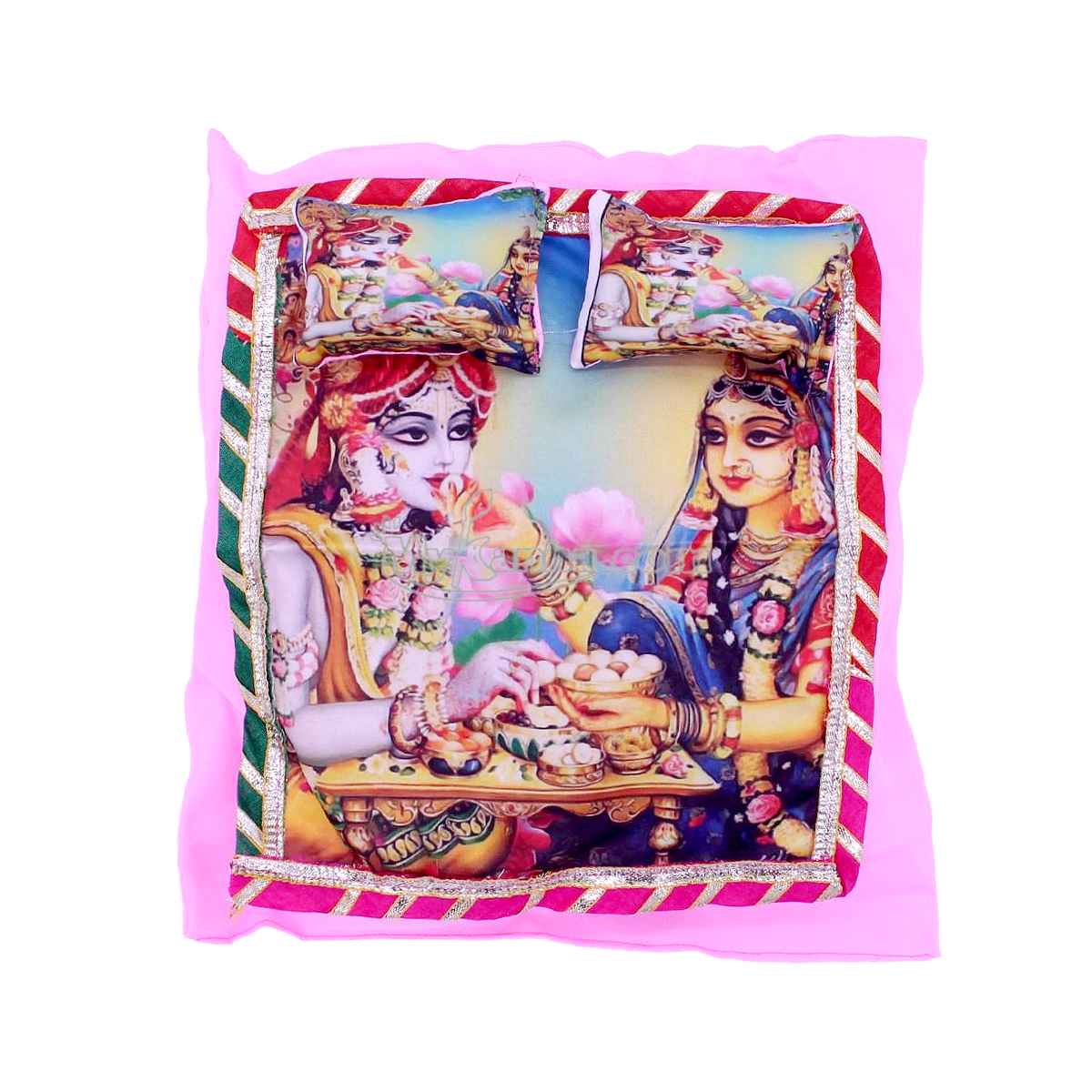 Soft and fluffy printed Gadda with pillow for Laddu Gopal ji