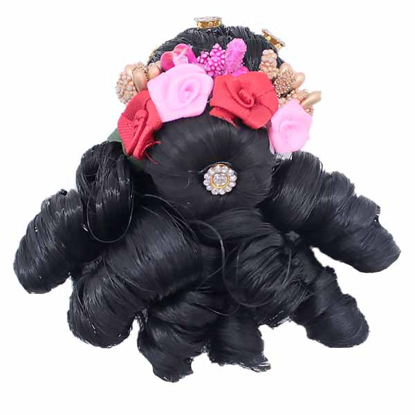 Curly Juda Hair with Flower For idols ( Height 4 Inch )