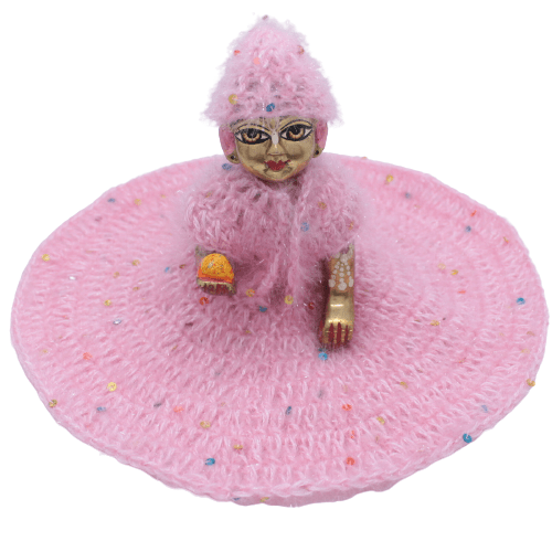 Soft Sparkle woollen Pink Dress for Laddu Gopal Ji