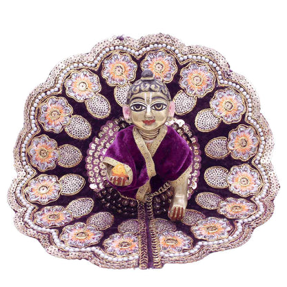 heavy flower decorated laddu gopal ji velvet dress ( purple )