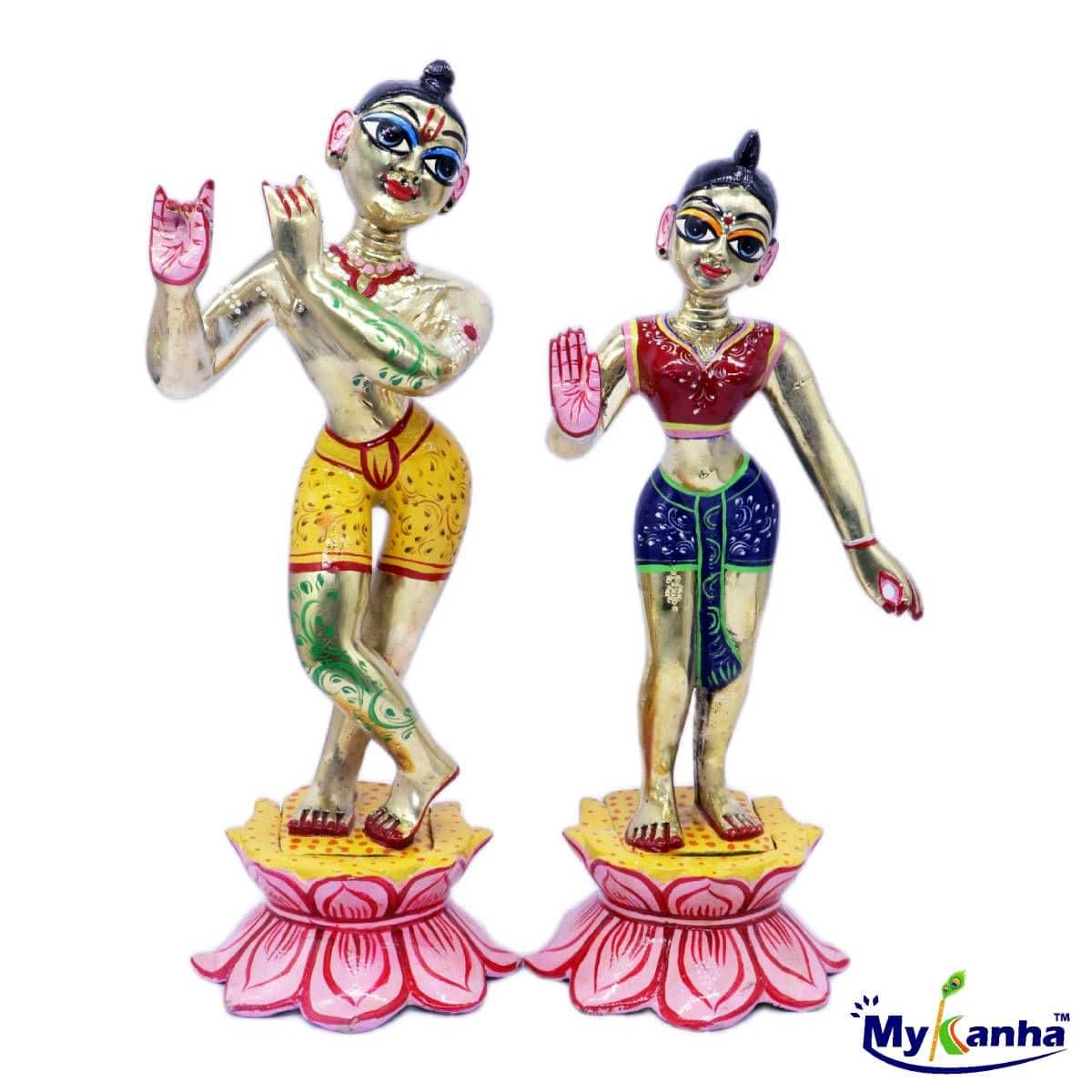 Heavy Decorated Brass Radha Krishna Idols