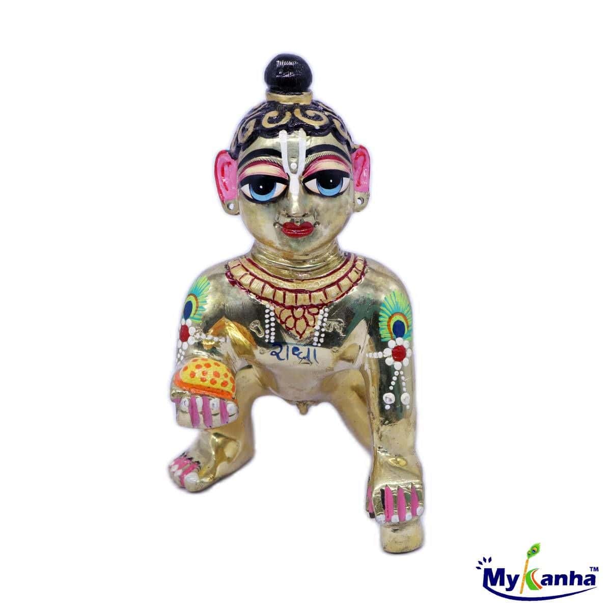 Buy Heavy Decorated Brass Laddu Gopal Ji Baal Roop Idols (7 Inches ...