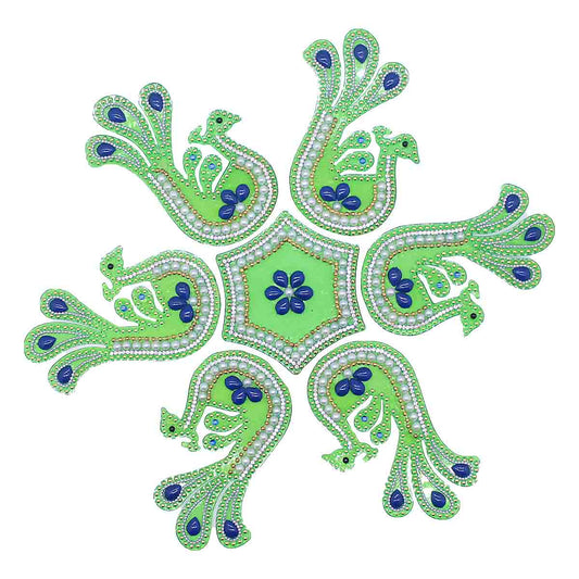 Peacock Style Parrot Green Rangoli for Home decoration
