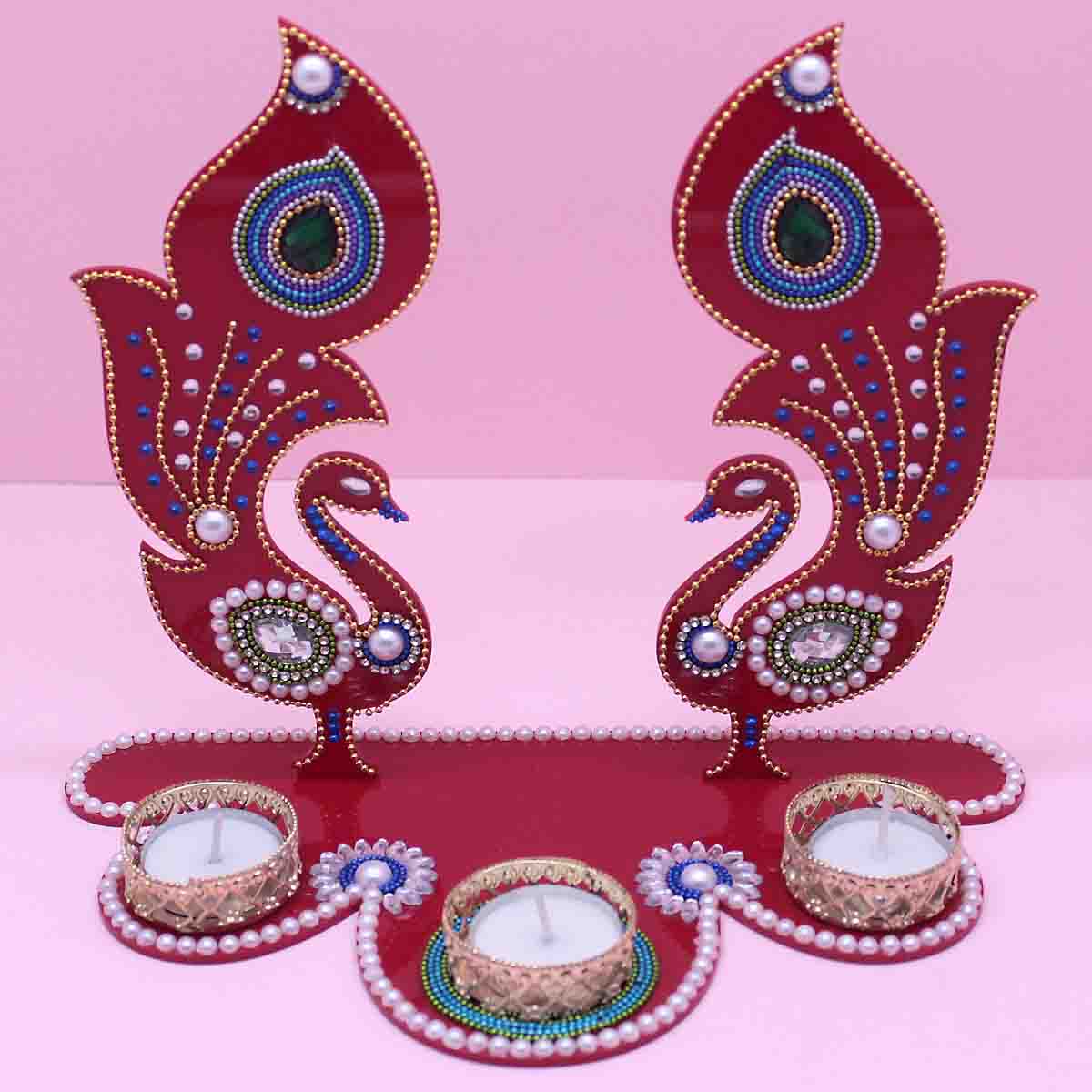 Decorated Peacock Design Candle holder