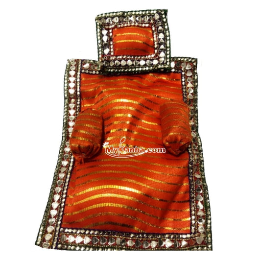Laddu Gopal Red Lace Decorated Summer Aasan Set