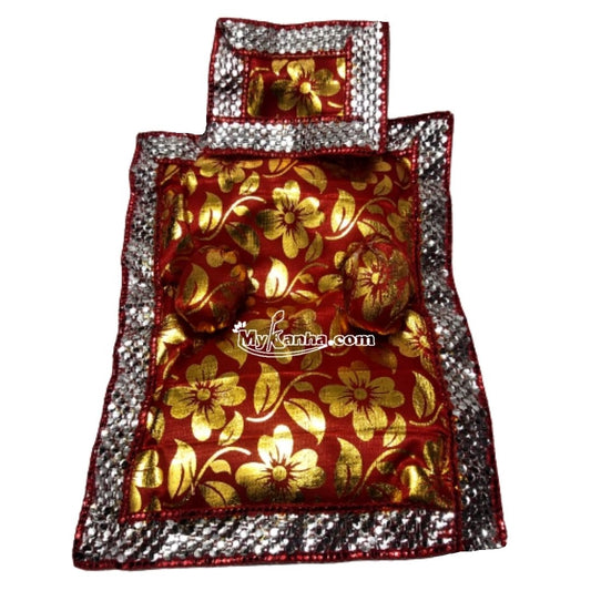 Fancy Thakur ji Red Lace Decorated Aasan Set