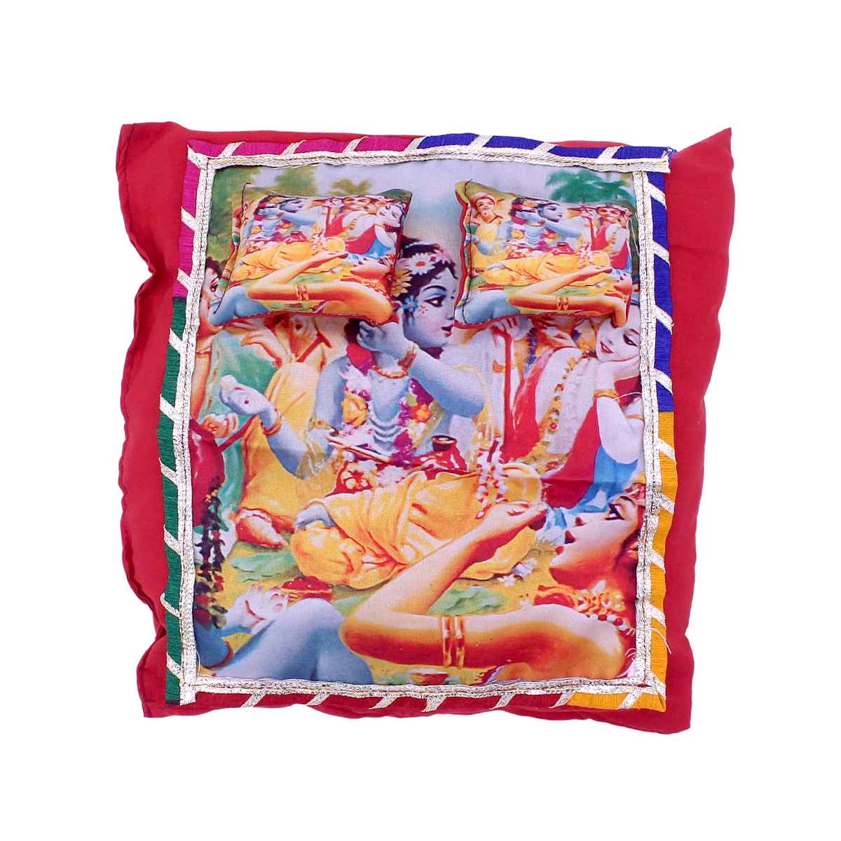 Soft and fluffy printed Gadda with pillow for Laddu Gopal ji