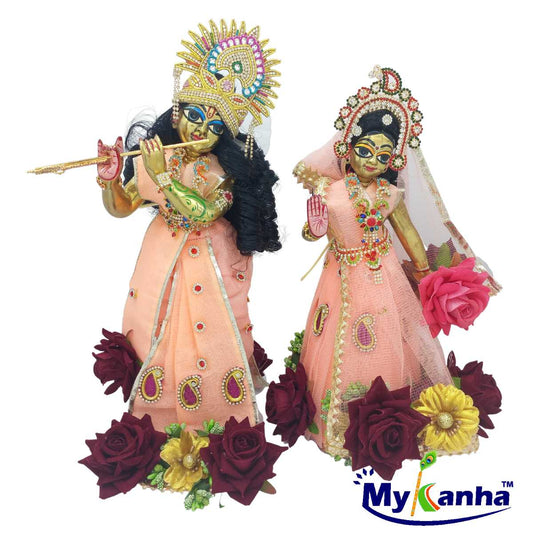 Flower decorated festive dress for Radha Krishna