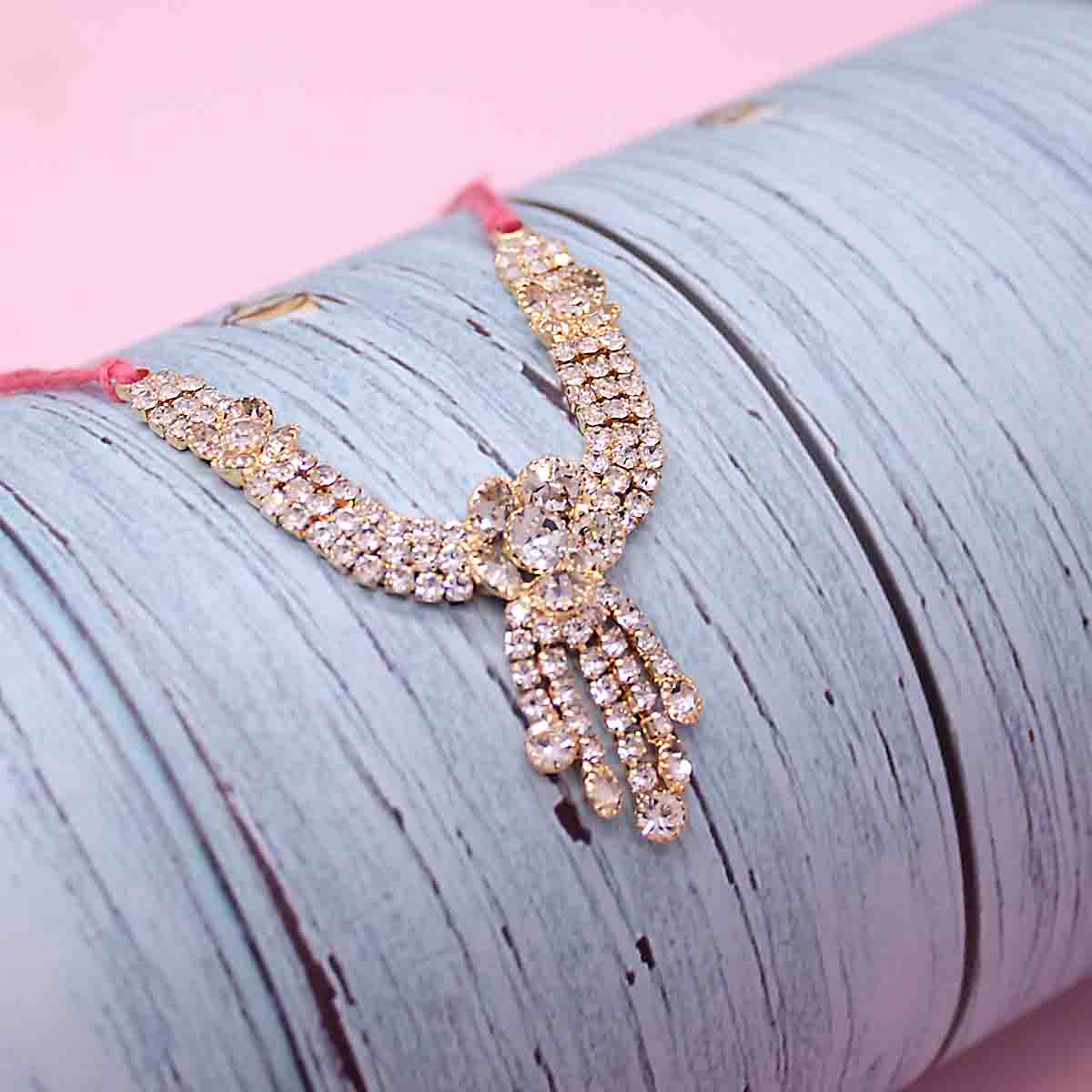 Stone Decorated Silver Haar for Idols (2.5 Inches)