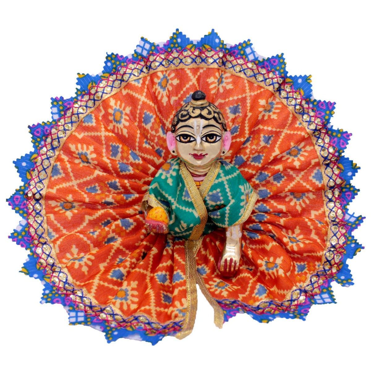 Sitara Decorated Orange Dress For Bal Gopal