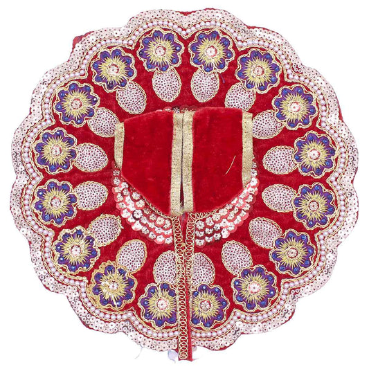 Heavy flower decorated laddu gopal ji velvet dress ( Red )