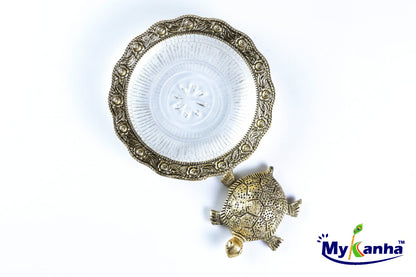 Metal Feng Shui Tortoise with Crystal Plate
