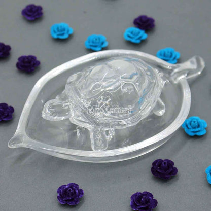 Glass Turtle with leaf design bottom for Office/Study/Home Decor