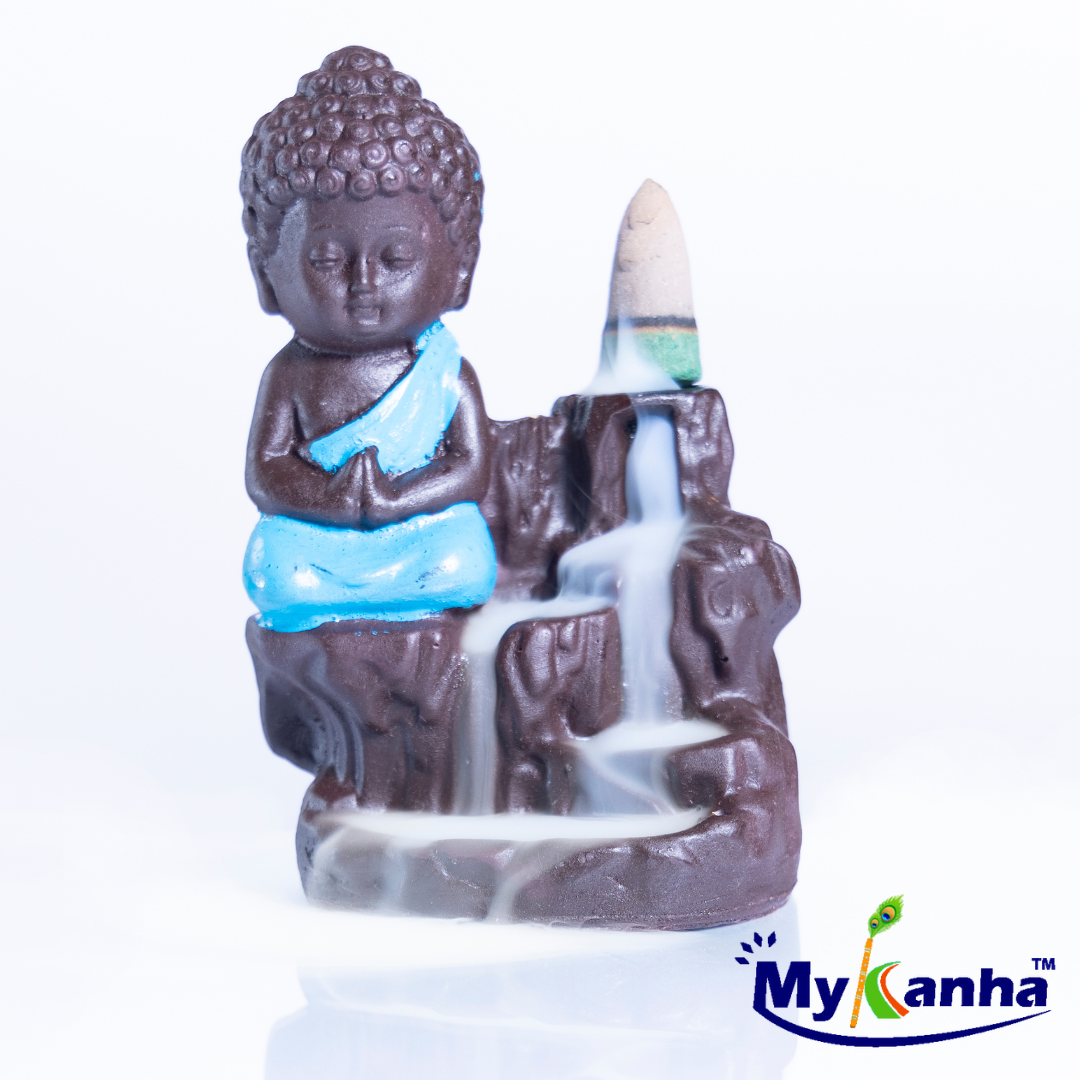 Meditating Monk Buddha Smoke Backflow incense burner