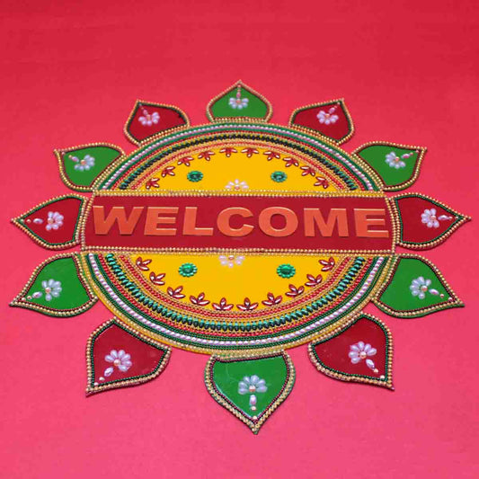 Welcome decorated rangoli for home decoration , diwali decoration