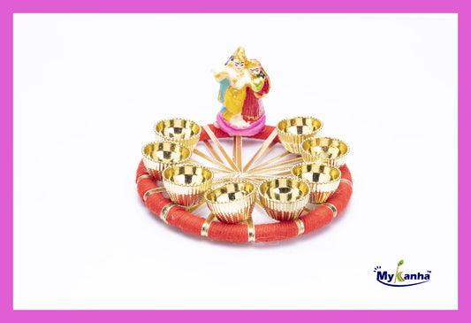 Rajasthani Decorative Traditional Beaded Holi Platter Pooja Thali for Laddu Gopal Ji