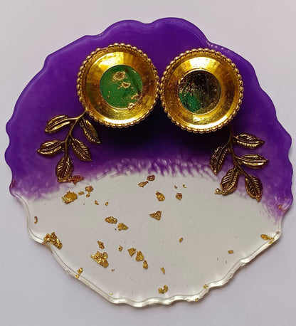 Resin Decorated Pooja / Tilak Thali (4.5 Inches)