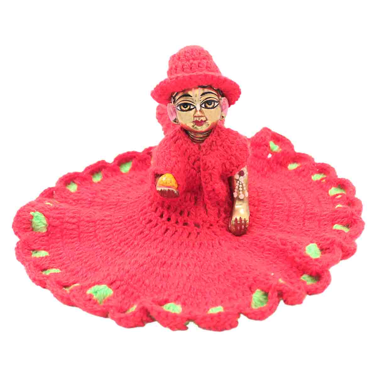 Red Colour Woolen Dress For Laddu Gopal Ji