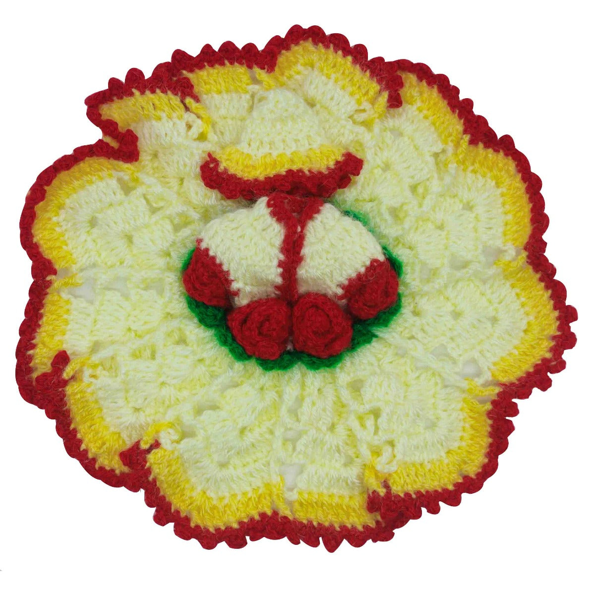 Woollen Rose decorated Yellow Dress For Laddu Gopal