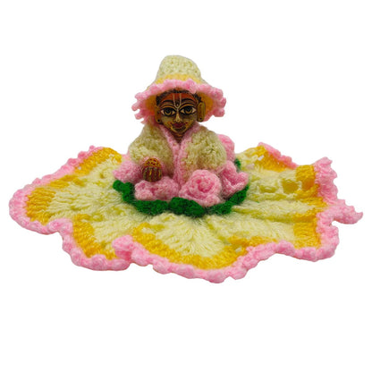 Woollen Rose decorated Multicolor Dress For Laddu Gopal