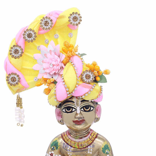 Yellow decorated and Designer pagdi for Laddu Gopal JI 