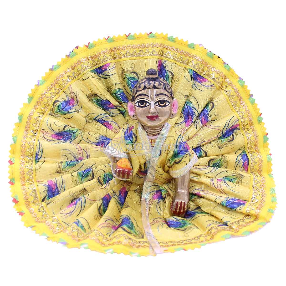 Feather printed yellow Dress for Kanha ji