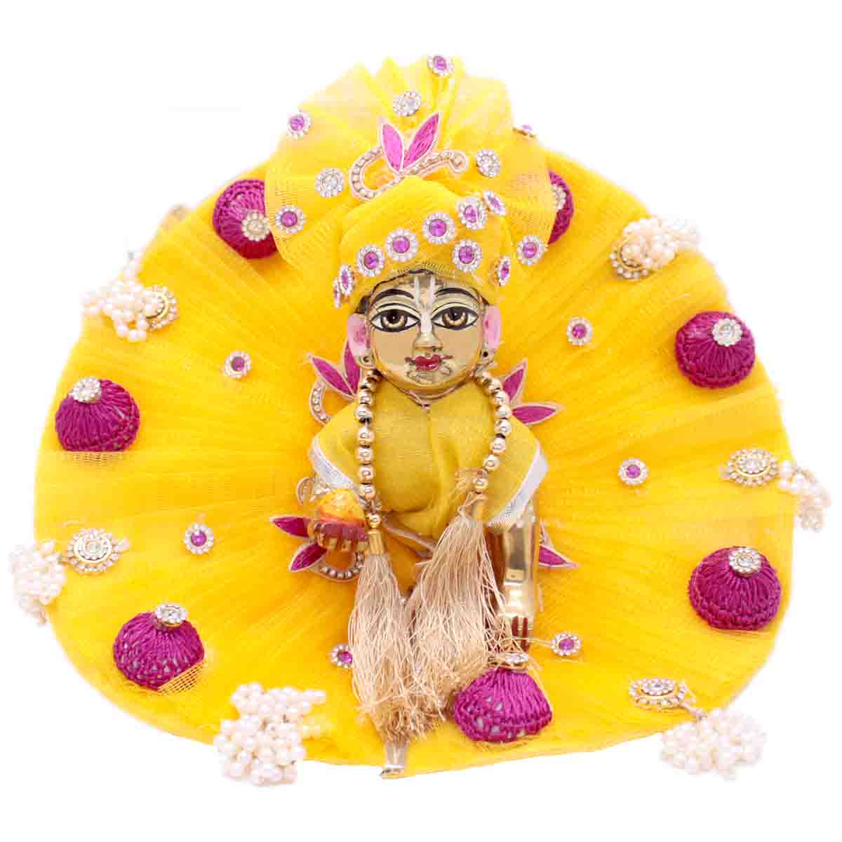 Decorated yellow dress for  Laddu Gopal Ji (Full Set)