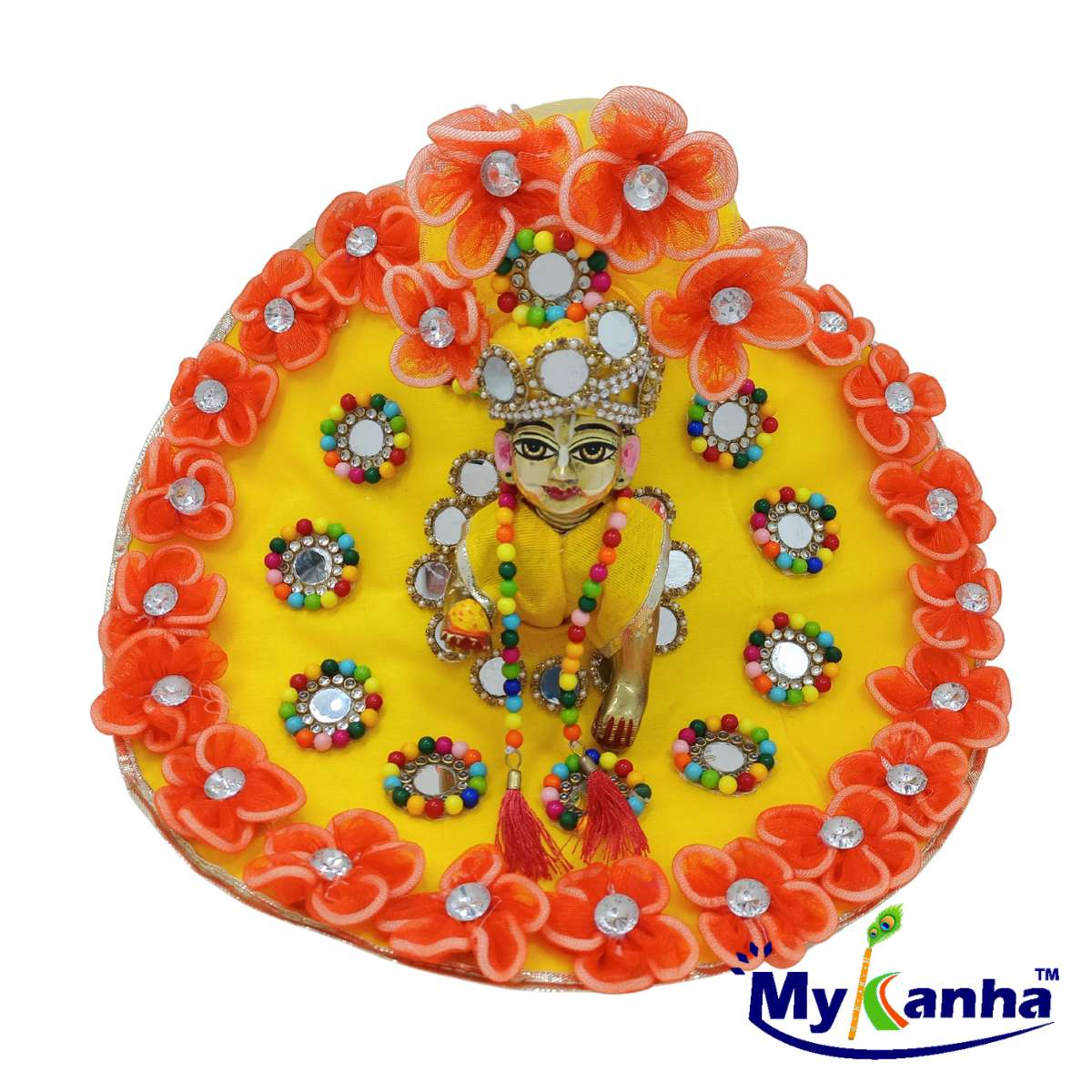 Artificial Flower and beads decorated dress for Kanha JI